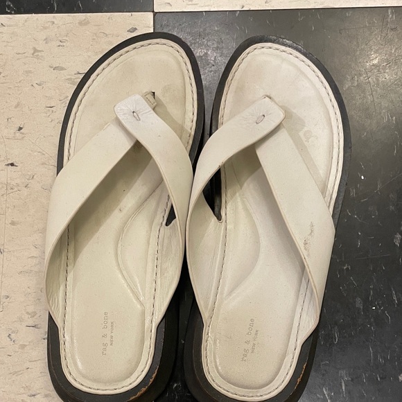 RAG & BONE Leather Flip Flop Sandals sz 37 - Picture 1 of 3